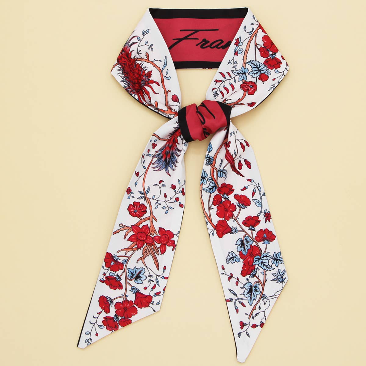 Skinny Floral Ribbon Scarf for Hair or Handbag