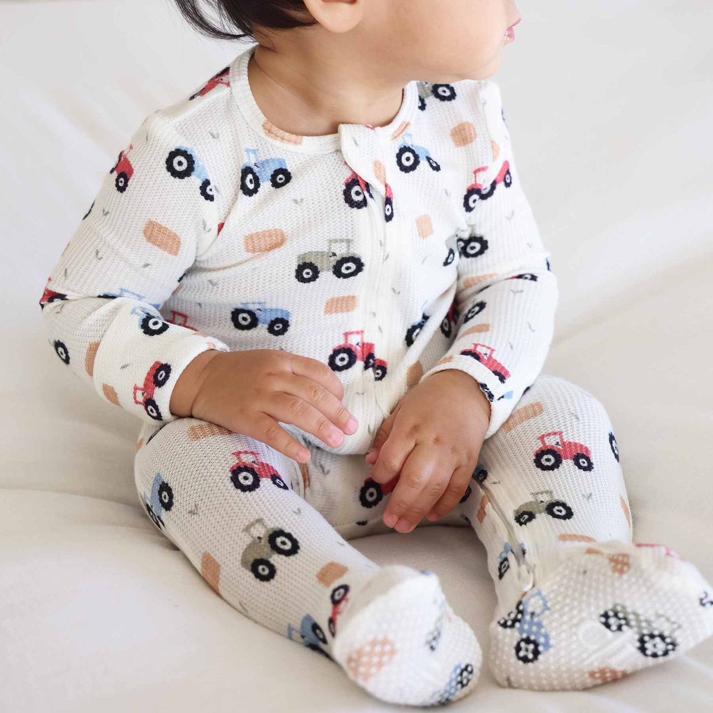 Little Farmer Bamboo Waffle Zipper Footie