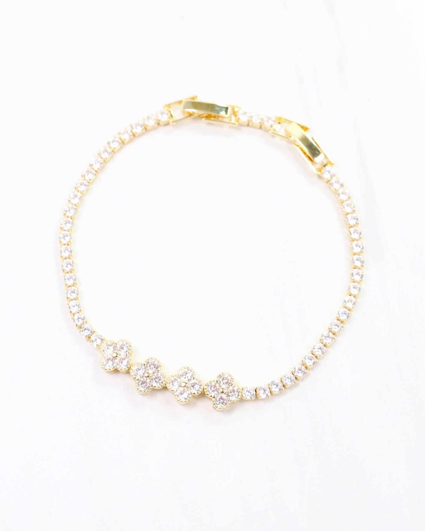 Avery CZ Flower Bracelet Gold