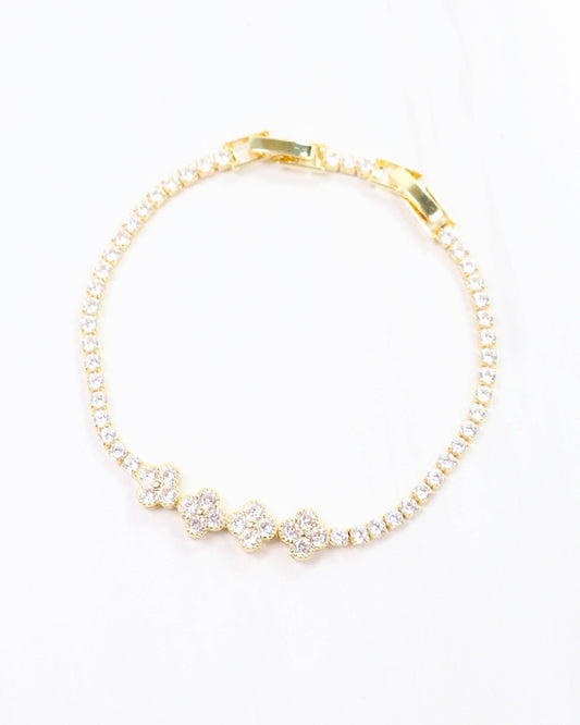 Avery CZ Flower Bracelet Gold