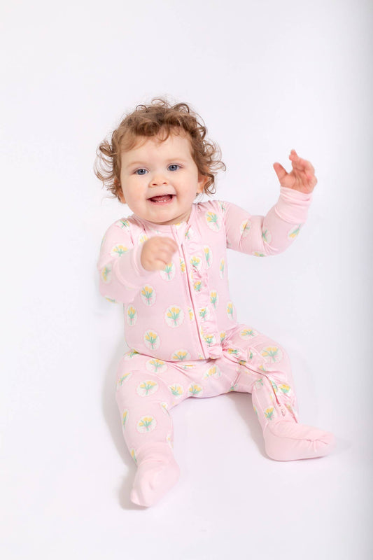 Fancy Tulips (Cottage Pink) Convertible Zip with Ruffles