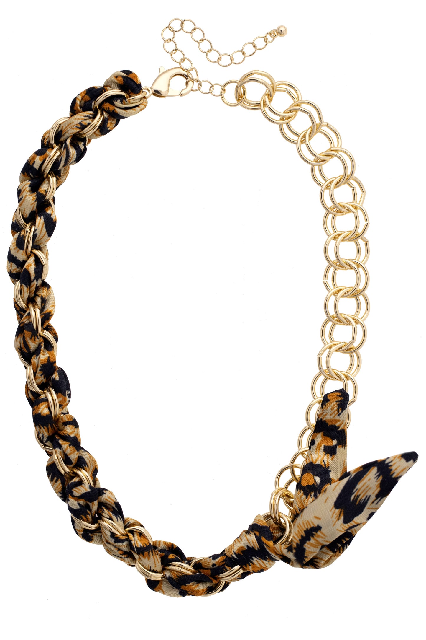 Maia Chain Scarf Necklace in Leopard