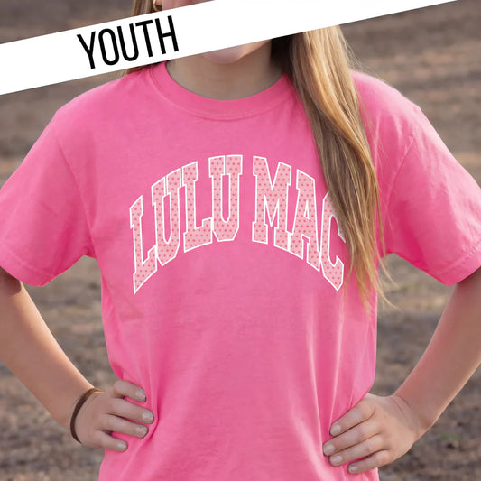 Youth Polka Dot LM Tee - Neon Pink
