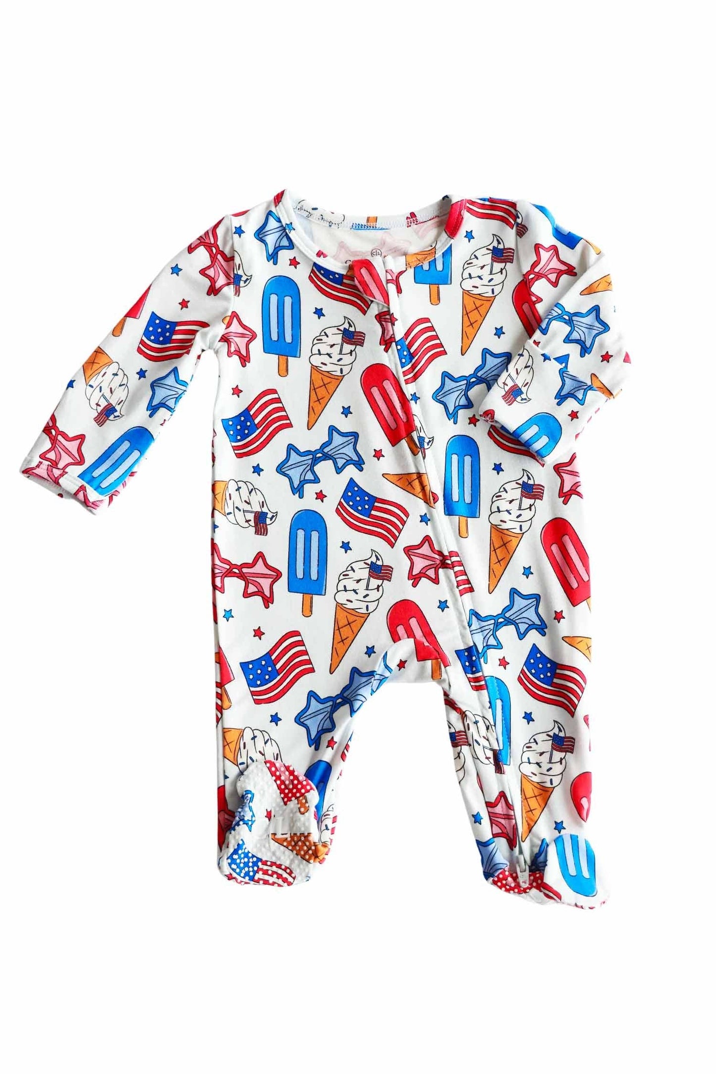 Zipper Footie | Red, White & Cool