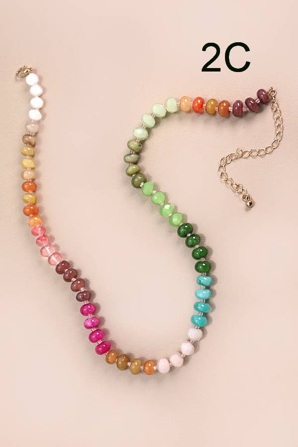NATURAL AGATE GLASS SEMI PRECIOUS BEAD NECKLACE