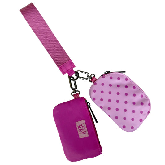 Pink/Hot Pink Dot Double Pouch Wristlets