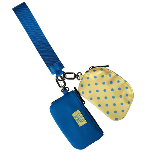 Yellow/Blue Dot Double Pouch Wristlets