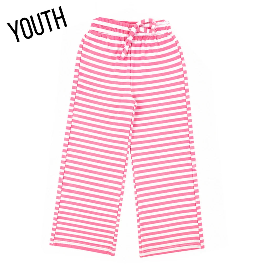 Neon Pink Striped Pants - YOUTH