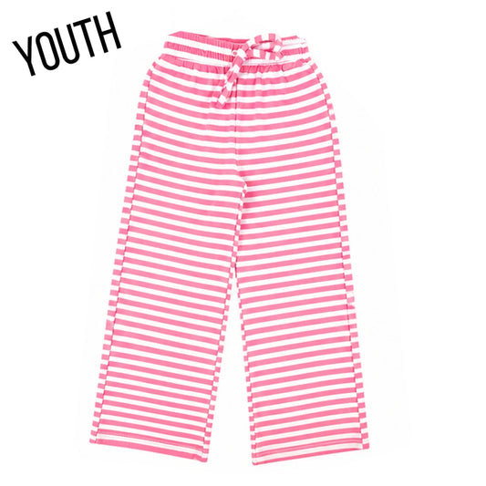Neon Pink Striped Pants - YOUTH