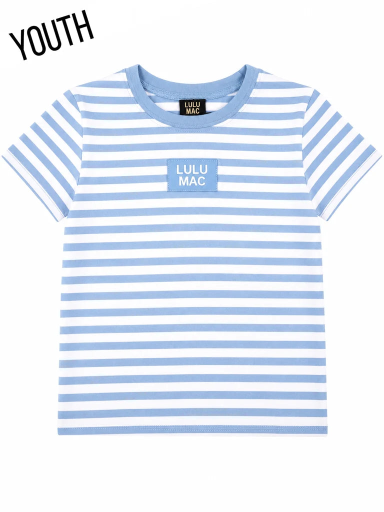 Light Blue Striped Baby Doll Tee - YOUTH