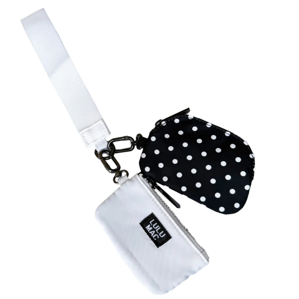 Black/White Dot Double Pouch Wristlets