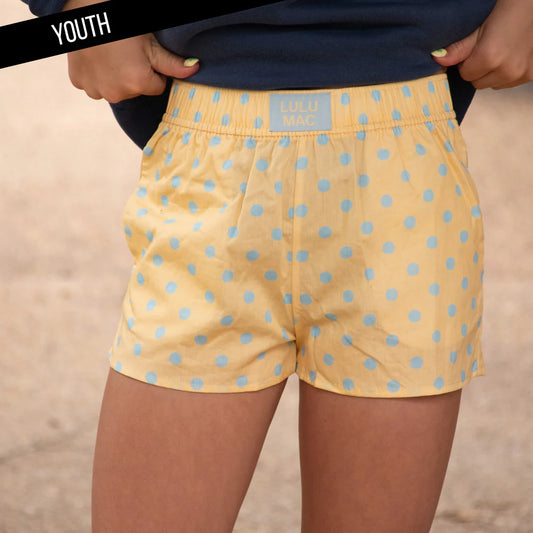 Youth Dot Shorts - Butter/Light Blue