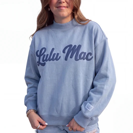 LM Script Mock Neck - Blue