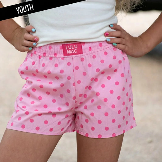 Youth Dot Shorts - Light Pink/Pink