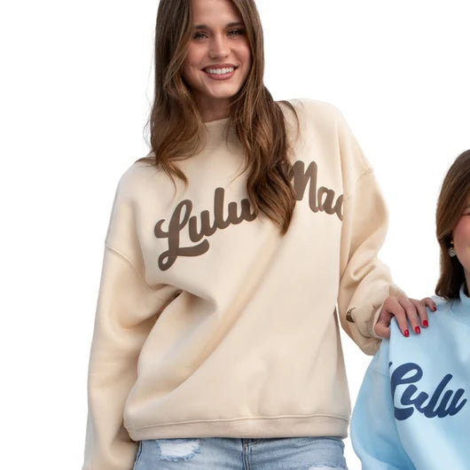 LM Script Mock Neck - Cream/Brown