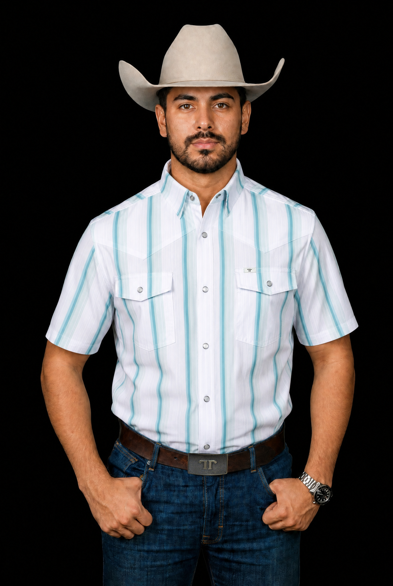 The Tristan Short Sleeve Snap - Gray Green
