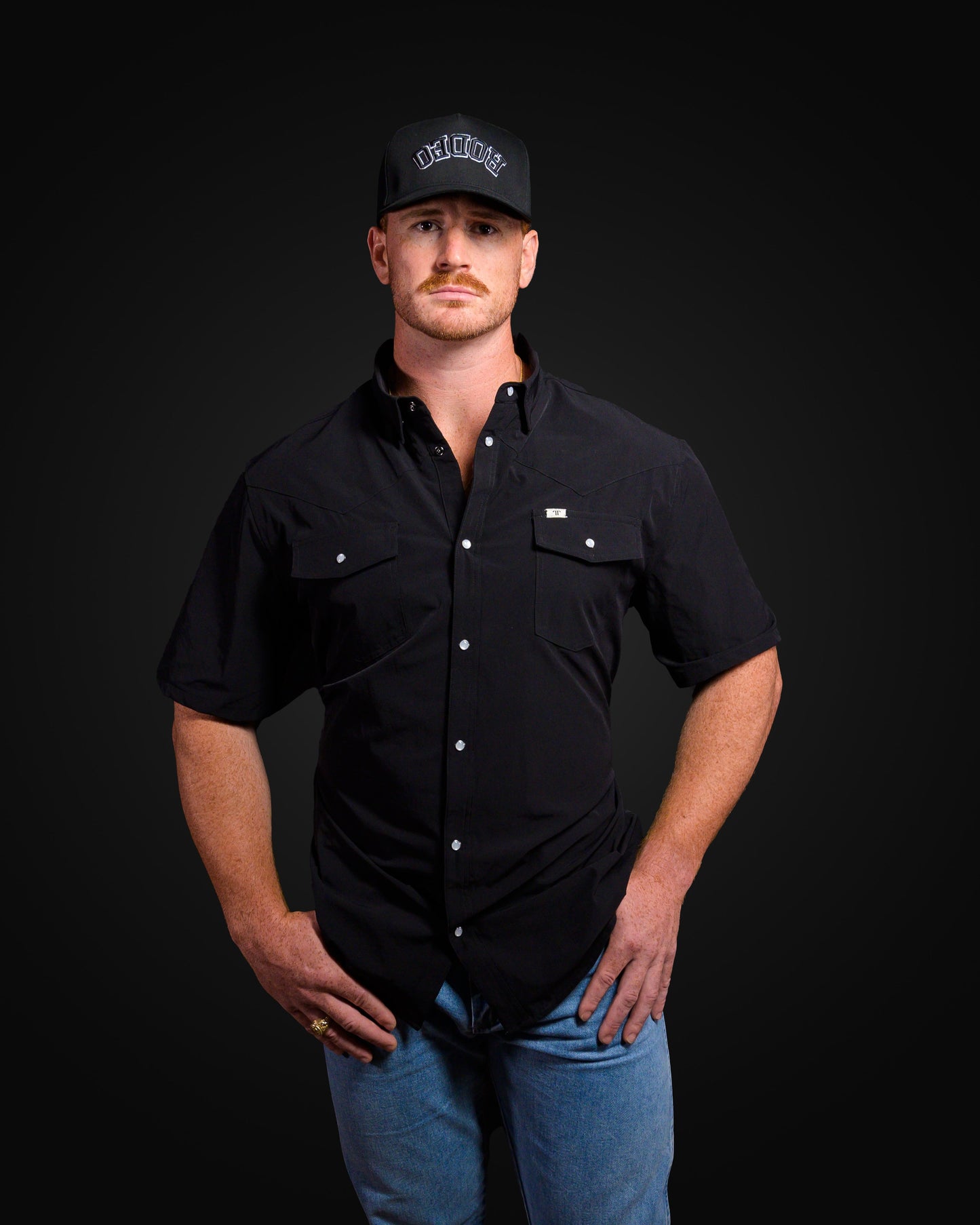 Core Short Sleeve Snap - Black