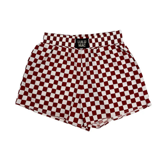 LULU MAC CHECKERED SHORTS - Maroon