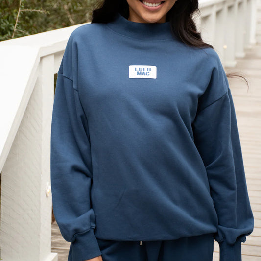 Terry Mock Neck - Navy